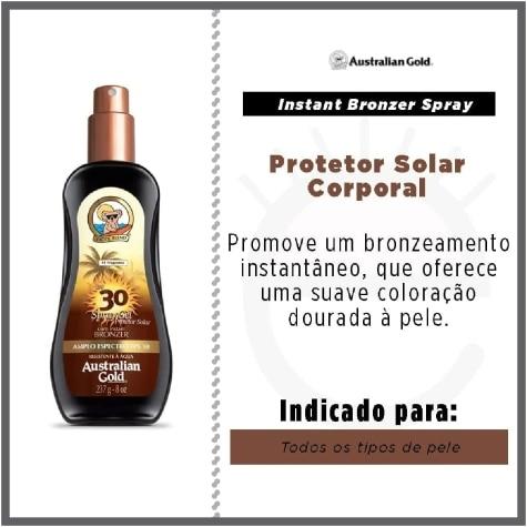 Gel Spray Bronzeador Australian Gold FPS30 Instant Bronzer 237ml - Imagem 2