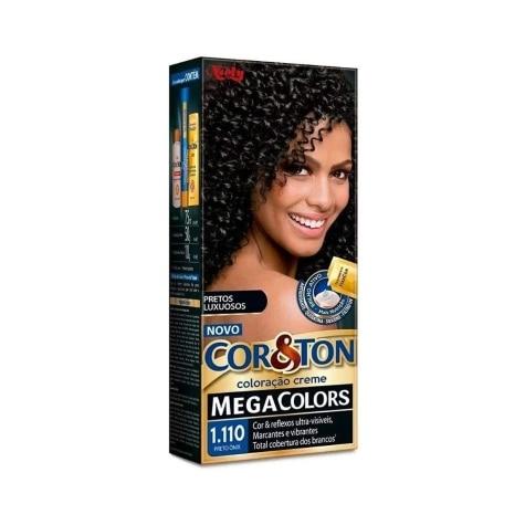 Tintura Cor&ton Niely Mega Colors 1.100 Preto Ônix 135g - Imagem 1
