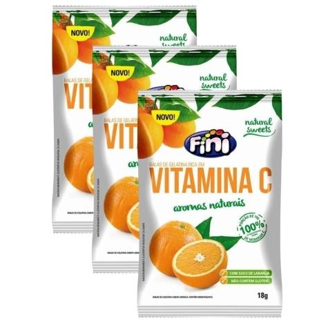 Kit 3 Unidades Bala de Gelatina Fini Vitamina C Aromas Naturais 18g - Imagem 1