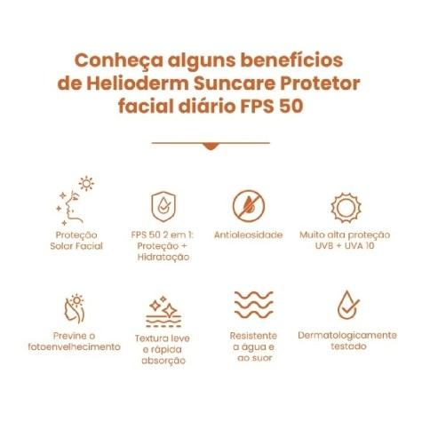 Protetor Solar Facial Helioderm Suncare FPS50 com 50g - Imagem 3