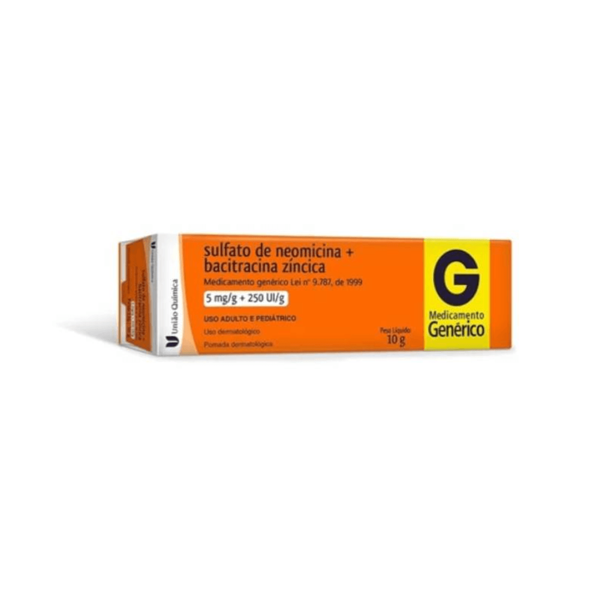 Sulfato de Neomicina 5mg + Bacitracina 250UI Pomada Dermatológica 10g União Química Genérico - Imagem 1