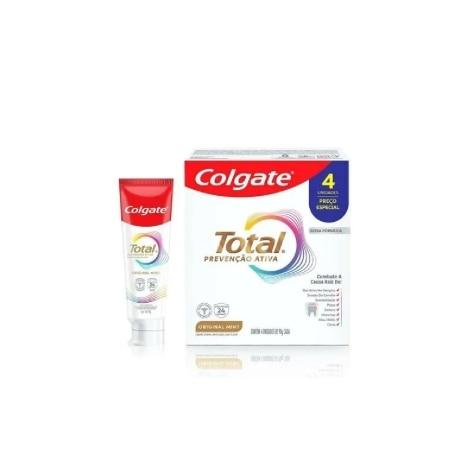 Creme Dental Colgate Total Prevenção Ativa Original Mint 90g 4 Unidades - Imagem 1