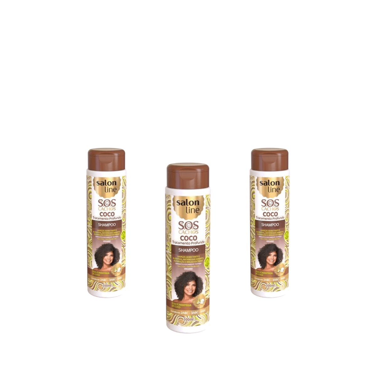 Kit 3 Unidades Shampoo SOS Cachos Salon line Coco 300ml - Imagem 1
