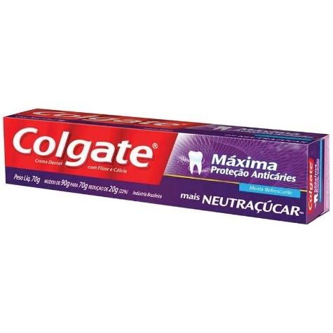 Creme Dental Colgate Máxima Proteção Anticáries + Neutraçucar 70g - Imagem 1
