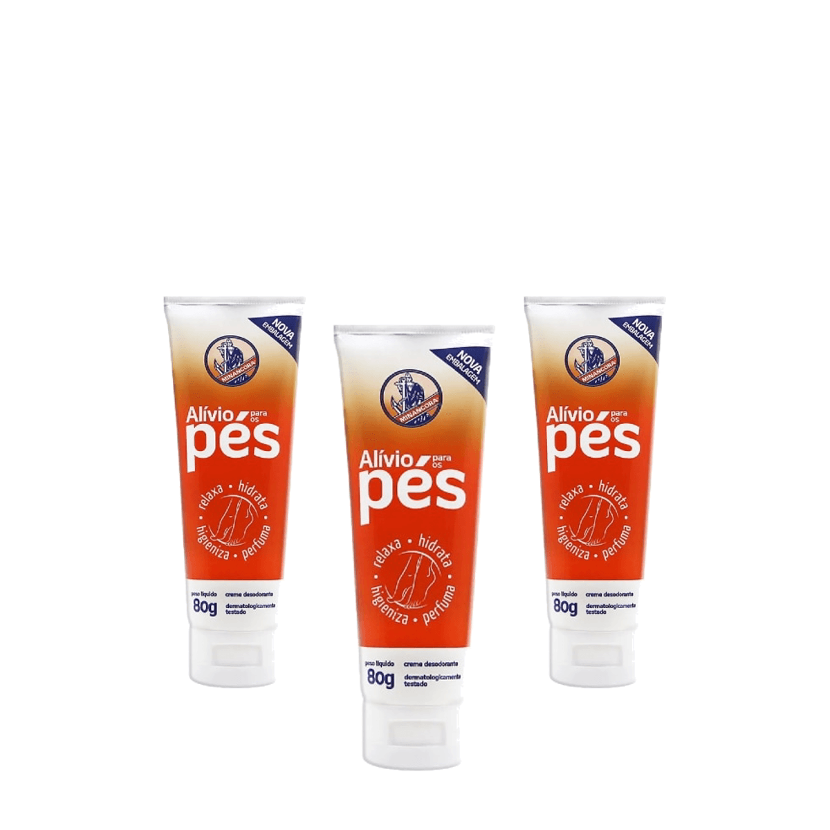 Kit 3 Unidades Creme Desodorante Minancora Alívio para Pés 80g - Imagem 1