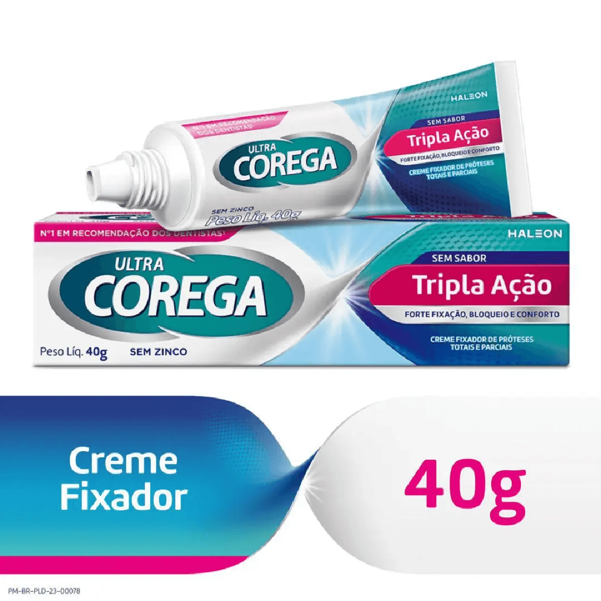 Creme Fixador de Dentadura Ultra Corega Tripla Ação Sem Sabor 40g - Imagem 1
