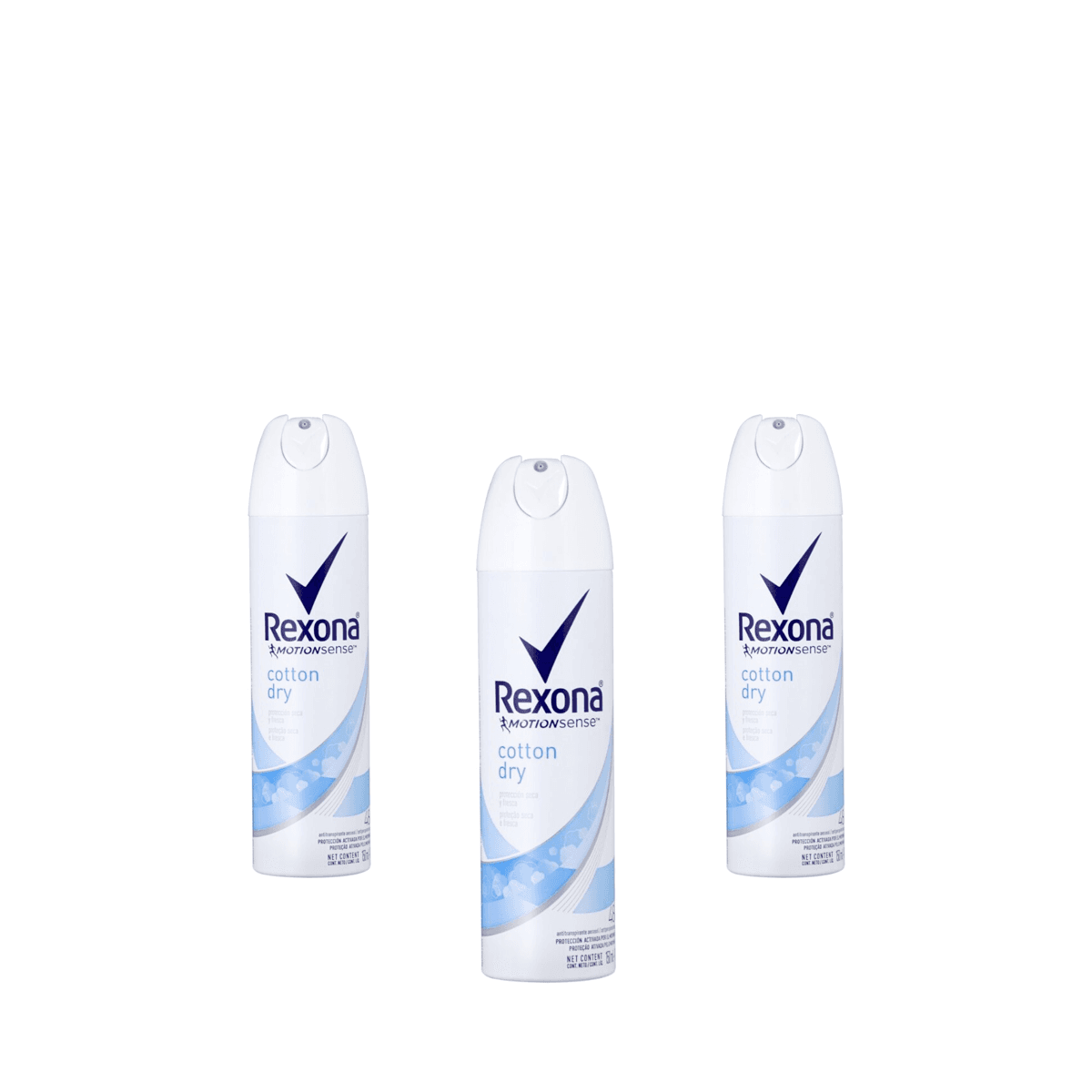 Kit 3 Unidades Desodorante Aerosol Rexona Cotton Dry 150ml - Imagem 1