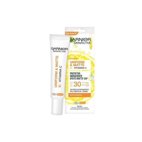 Protetor Facial Hidratante Garnier SkinActive Uniform & Matte Vitamina C FPS30 15g - Imagem 1