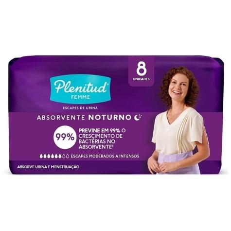Absorvente Noturno Seca sem Abas Plenitud Femme Escapes Moderados a Intensos 8 Unidades - Imagem 1