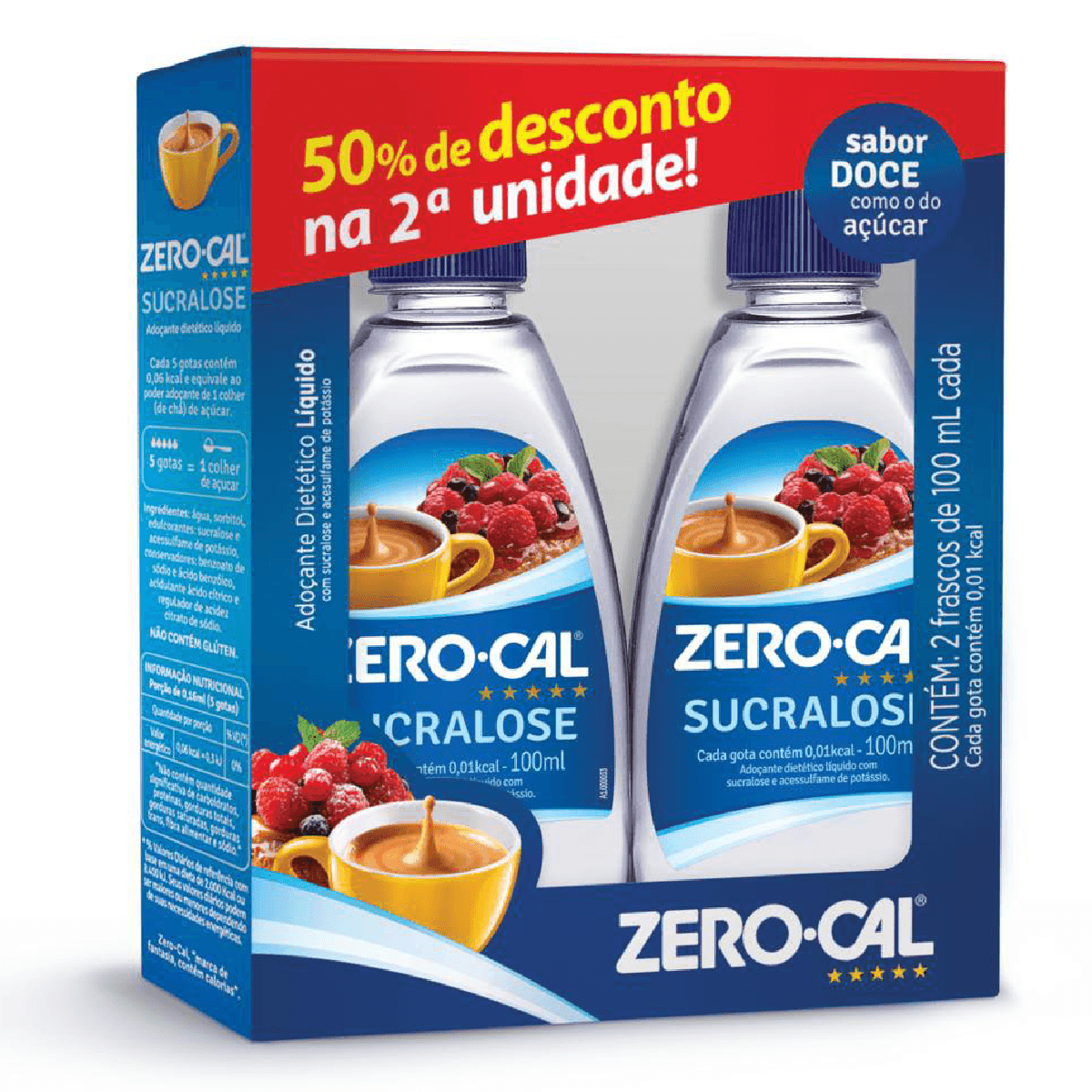 Adoçante Líquido Zero Cal Sucralose 100ml 50% de Desconto na 2ª Unidade - Imagem 1