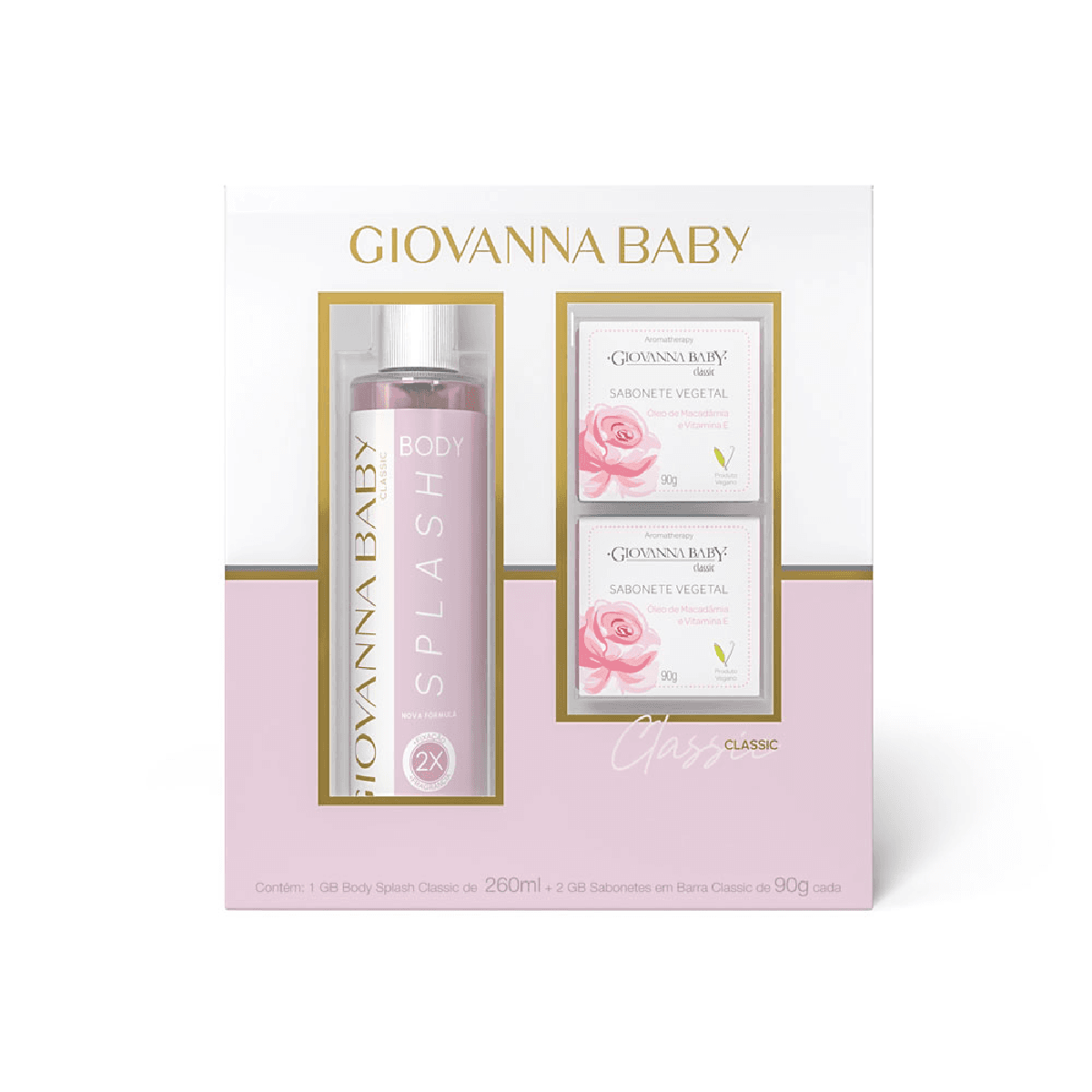Kit Body Splash 260ml + Sabonete em Barra 90g 2 Unidades Giovanna Baby Classic - Imagem 1