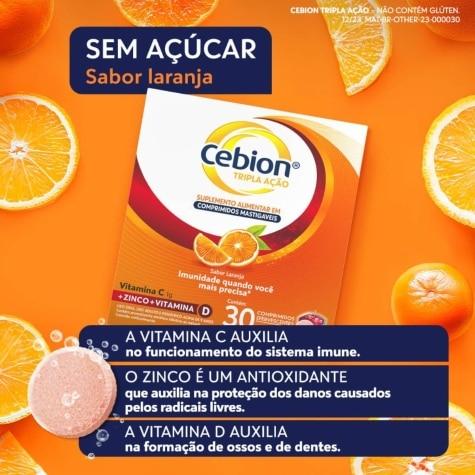Cebion Tripla Ação Sabor Laranja 30 Comprimidos Efervescentes - Imagem 2