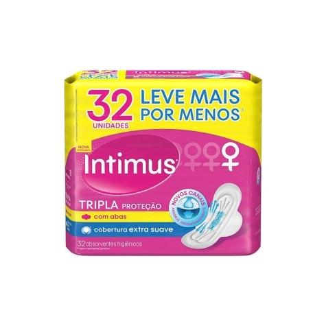 Absorvente Cobertura Extra Suave com Abas Intimus Tripla Proteção 32 Unidades Leve mais Por menos - Imagem 1