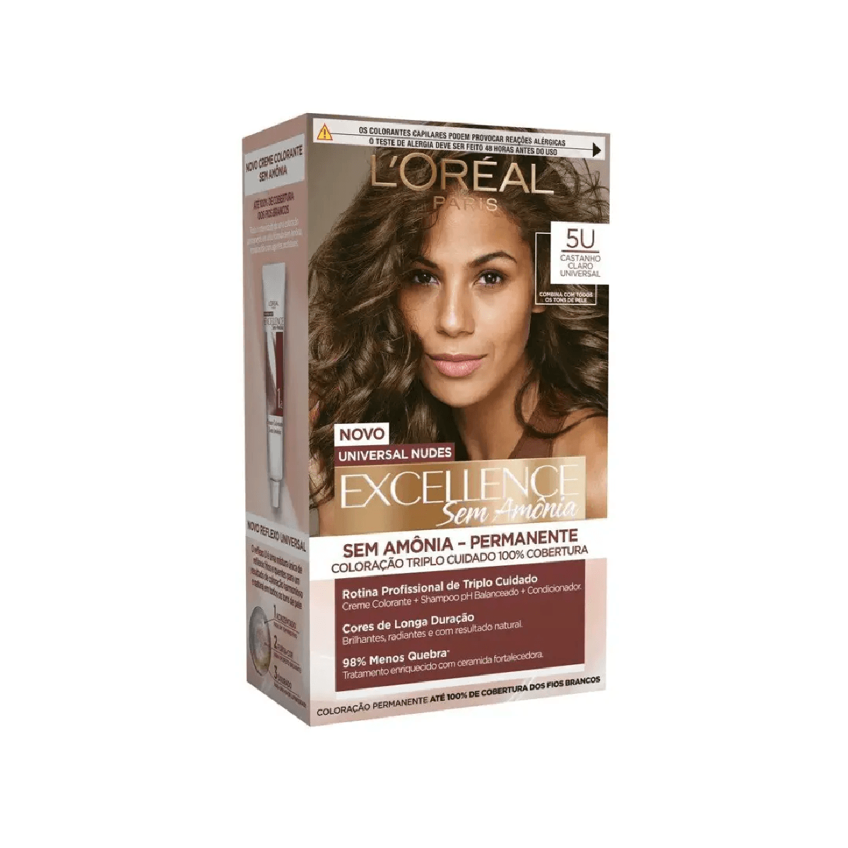 Tinta de Cabelo Permanente Imédia Excellence L'Oréal Paris Sem Amônia - 5U Castanho Claro Universal - Imagem 1