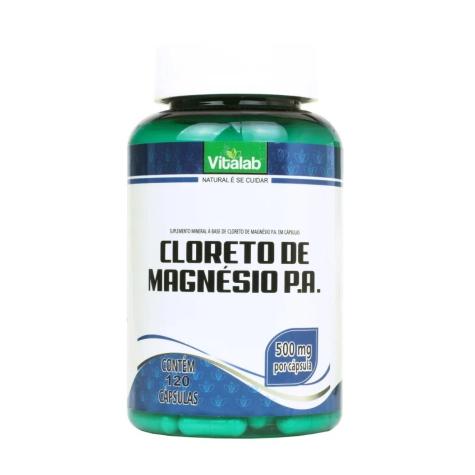 Cloreto de Magnésio P.A. 500mg Vitalab 120 Cápsulas - Imagem 1
