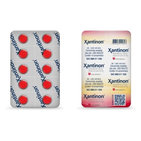 Xantinon 100mg + 20mg 10 Comprimidos Revestidos - Imagem 1