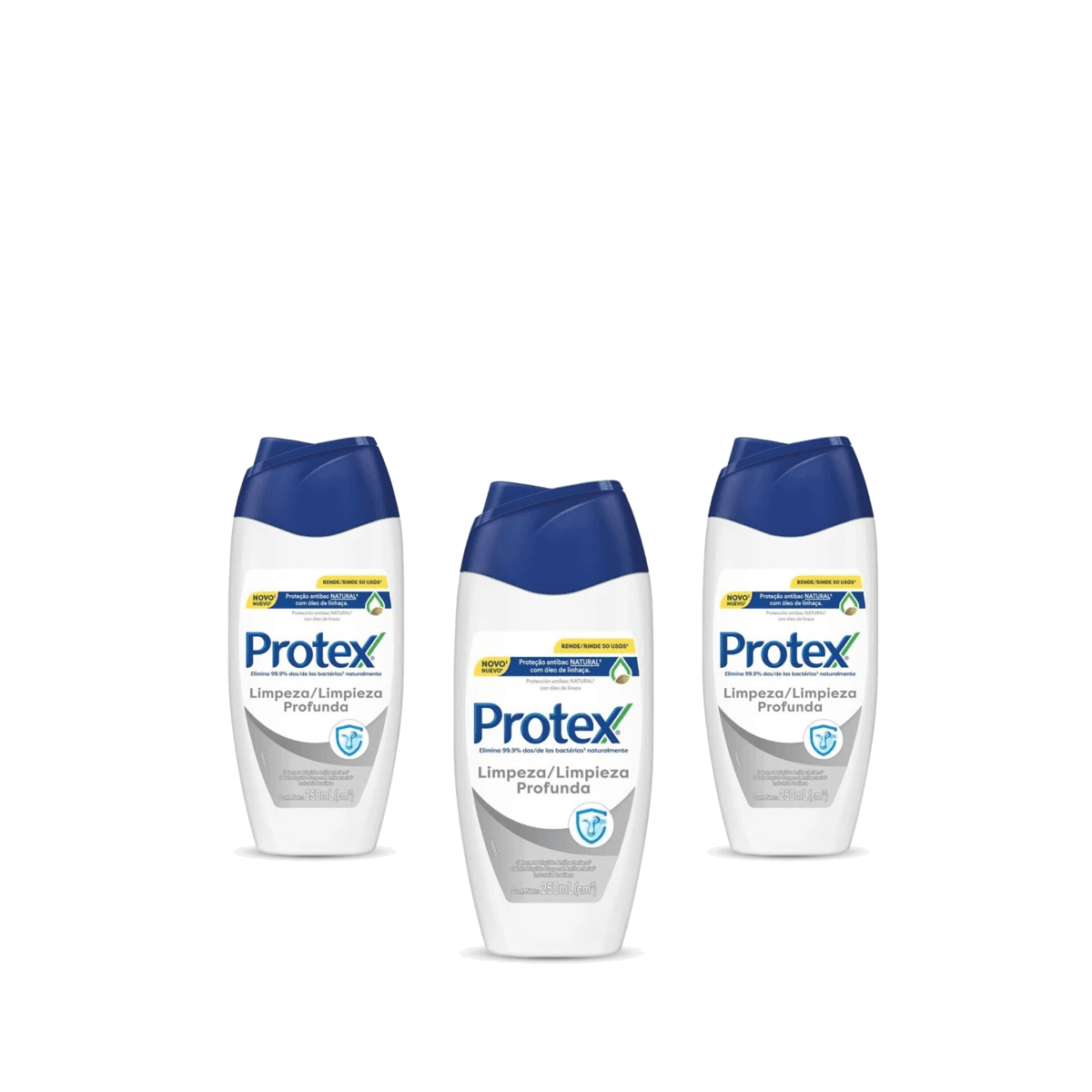 Kit 3 Unidades Sabonete Líquido Protex Limpeza Profunda 250ml - Imagem 1