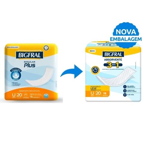 Absorvente para Incontinência Urinária Bigfral Plus Regular Tamanho Único 20 Unidades - Imagem 2