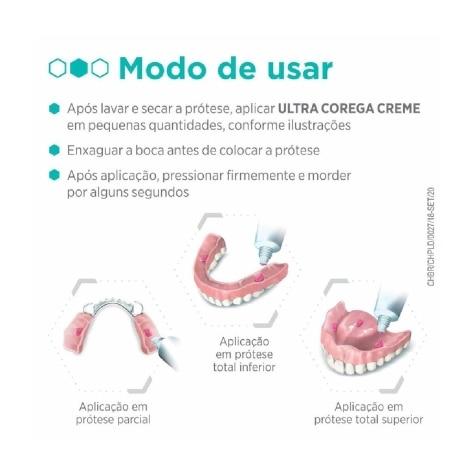 Creme Fixador de Dentadura Corega Ultra Sem Sabor 2 Unidades 70g - Imagem 3