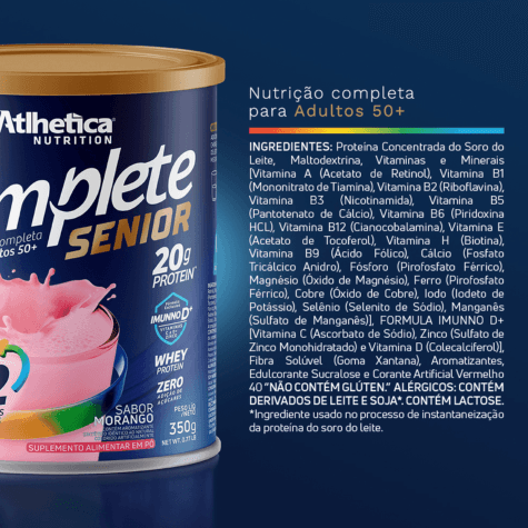 Suplemento Alimentar Atlhetica Nutrition Complete Senior 50+ Sabor Morango 350g - Imagem 3