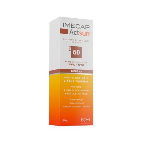 Protetor Solar Facial Imecap Actsun FPS60 Cor Morena 50g - Imagem 1