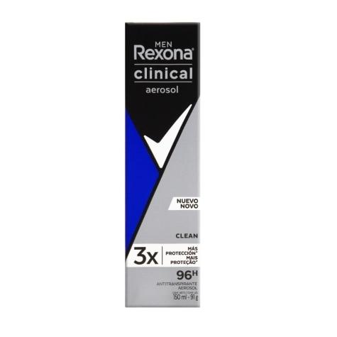 Desodorante Aerossol Rexona Men Clinical Clean 96h 150ml - Imagem 1