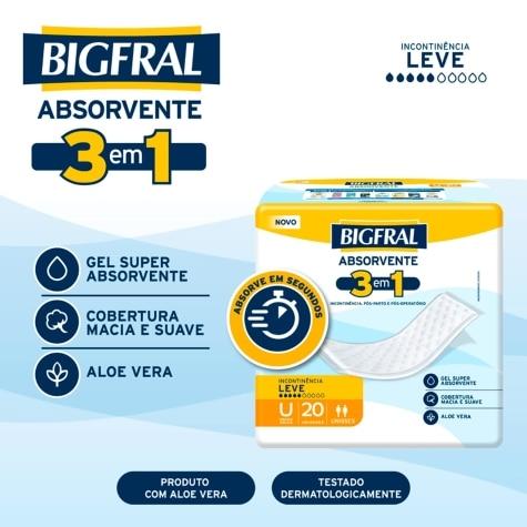 Absorvente para Incontinência Urinária Bigfral Plus Regular Tamanho Único 20 Unidades - Imagem 3