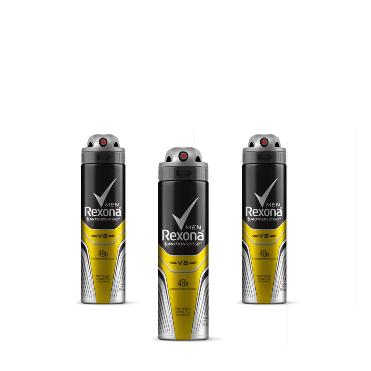 Kit 3 Unidades Desodorante Aerosol Rexona Men V8 150ml - Imagem 1