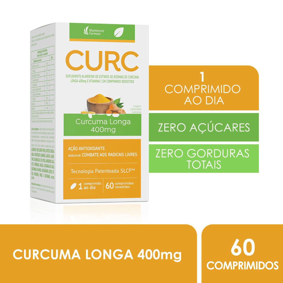 Curc Curcuma Longa 400mg 60 Comprimidos Revestidos - Imagem 1