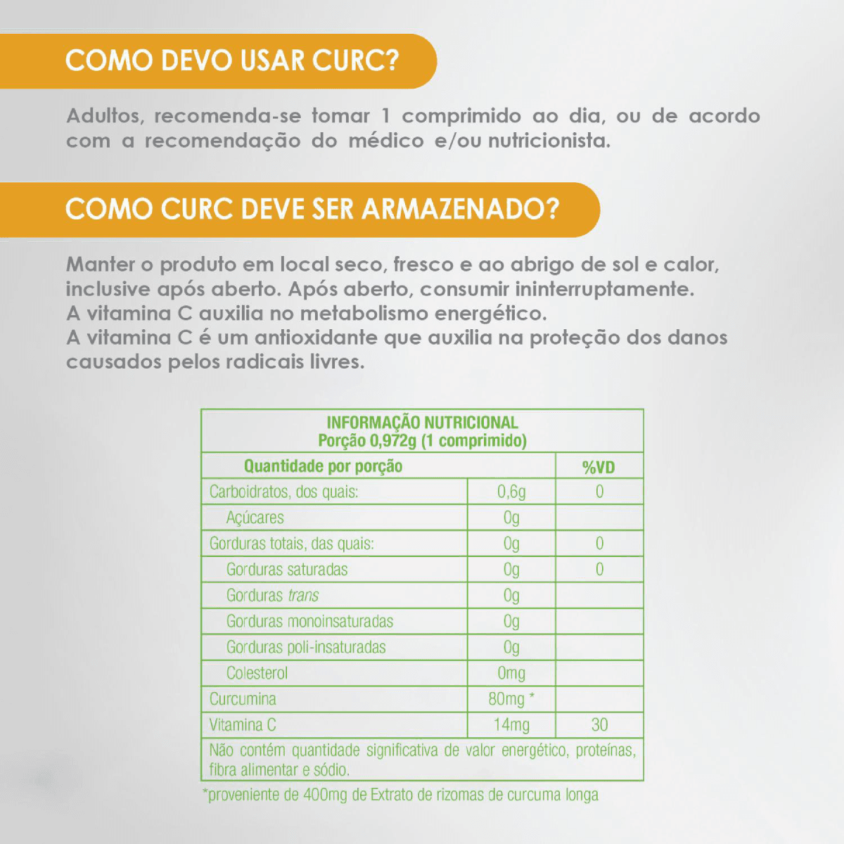 Curc Curcuma Longa 400mg 60 Comprimidos Revestidos - Imagem 3