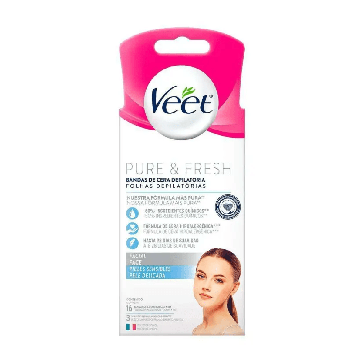 Folha Depilatória Facial Veet Pure & Fresh 12 unidades - Imagem 1