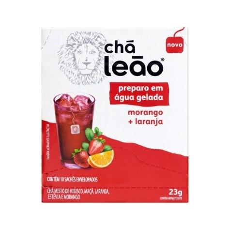 Chá Leão Preparo em Água Gelada Ice Tea Morango + Laranja 10 Sachês - Imagem 1