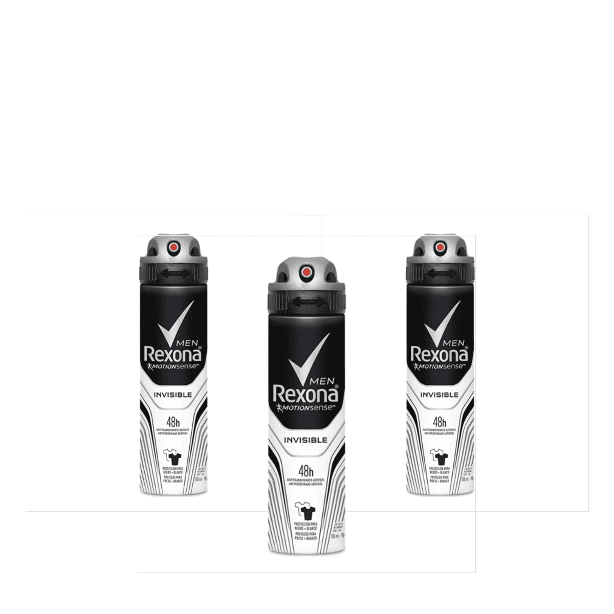 Kit 3 Unidades Desodorante Aerosol Rexona Men Invisible 150ml - Imagem 1