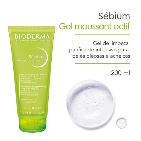 Gel de Limpeza Bioderma Sébium Moussant Actif Rosto 200ml - Imagem 1