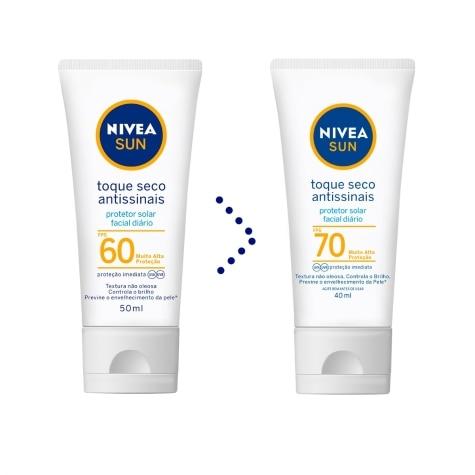 Protetor Solar Facial Nivea Sun Toque Seco Antissinais FPS70 40ml - Imagem 3