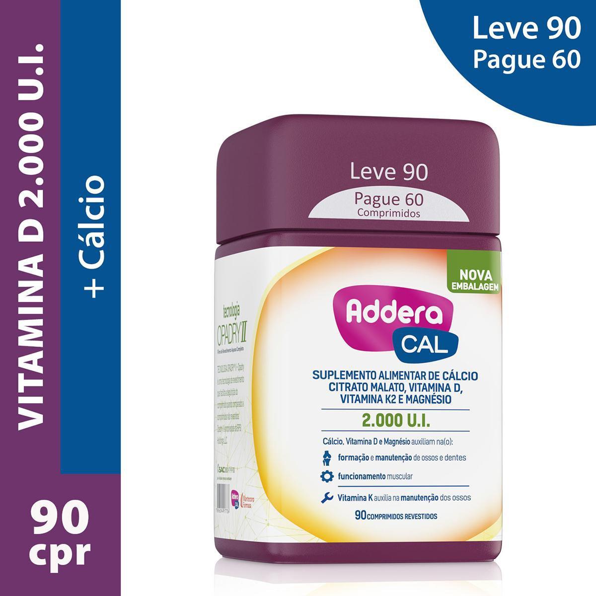 Addera Cal 2.000UI Leve 90 Pague 60 Comprimidos Revestidos - Imagem 1
