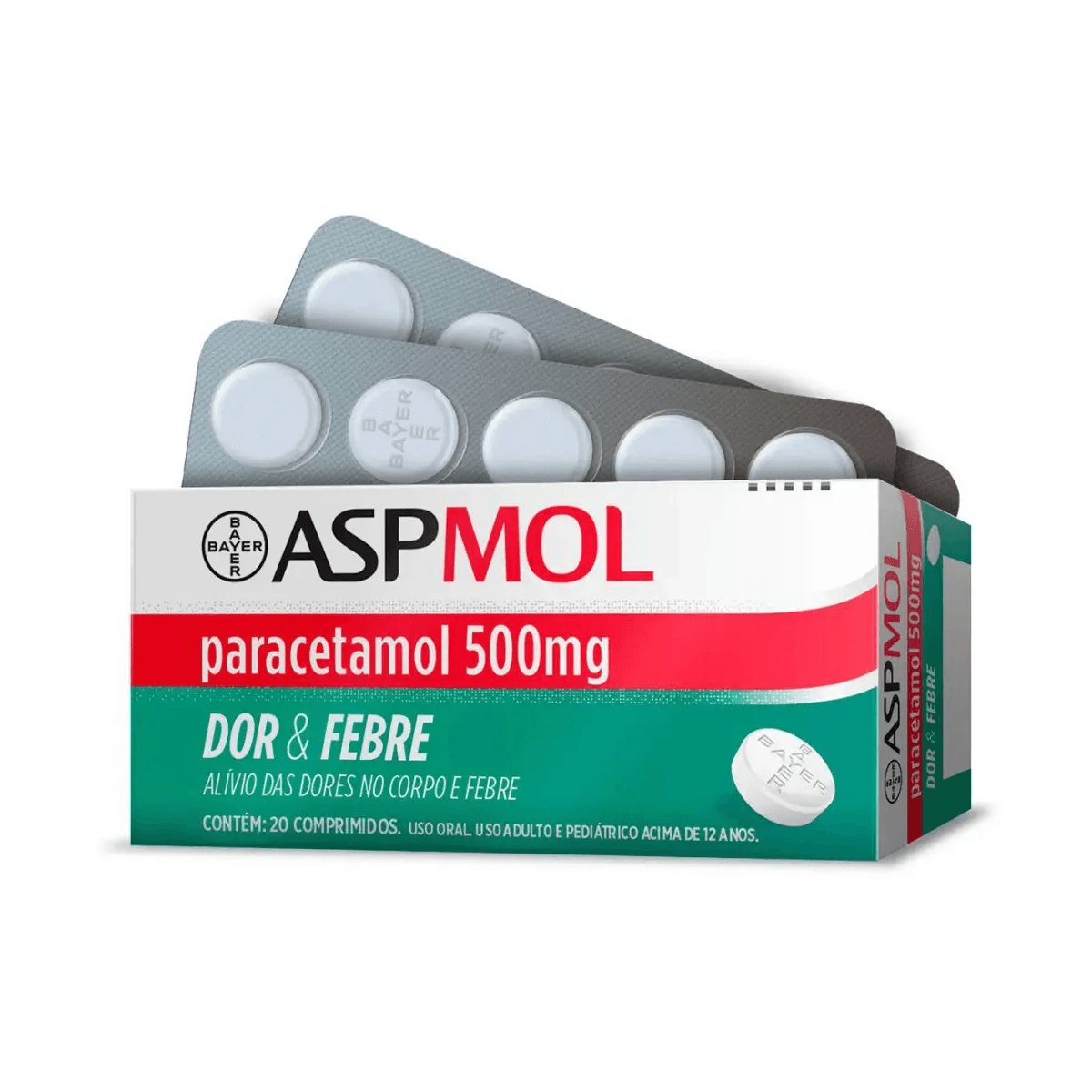 Aspmol 500mg 20 Comprimidos - Imagem 2