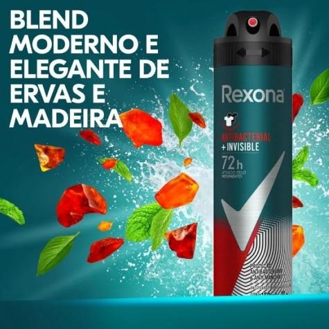 Desodorante Aerossol Rexona Men Antibacterial + Invisible 72h 150ml - Imagem 4
