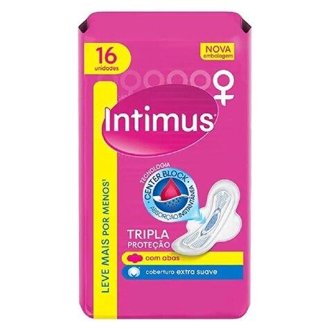 Absorvente Cobertura Extra Suave com Abas Intimus Tripla Proteção 16 Unidades Leve mais Por menos - Imagem 1