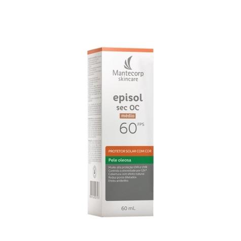 Protetor Solar Facial Episol Sec OC FPS60 Pele Oleosa Cor Médio 60ml - Imagem 1