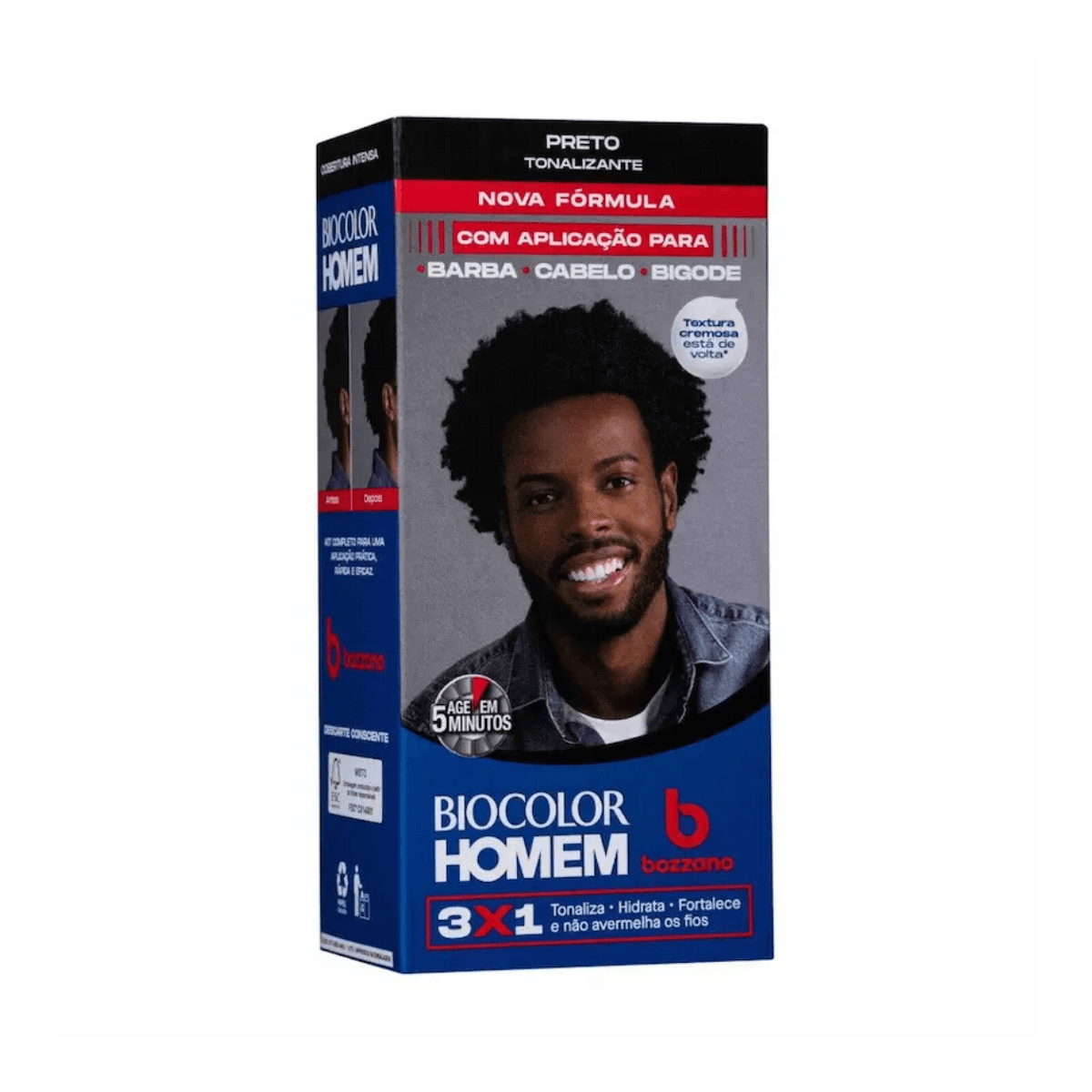Tonalizante de Cabelo Biocolor Homem Bozzano - Preto - Imagem 1