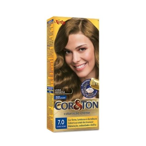 Tintura Cor&ton Niely Coloração Creme 7.0 Louro Médio 135g - Imagem 1