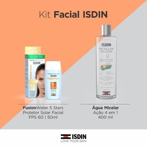 Kit Protetor Solar Facial Isdin Fusion Water FPS60 Cor Média 50ml + Solução Micelar 400ml - Imagem 2