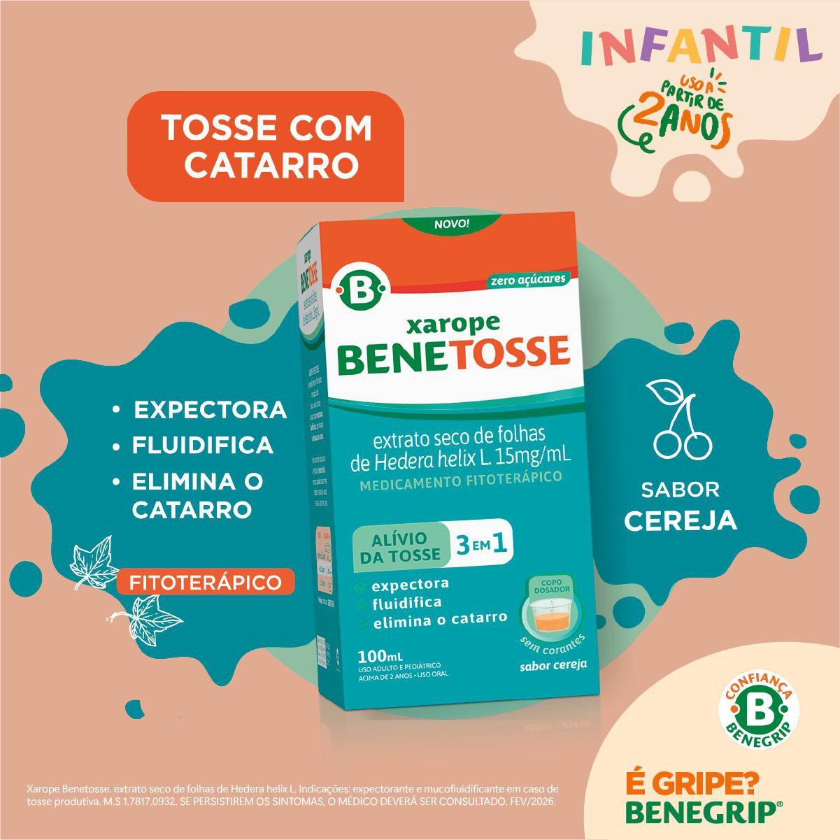 Benetosse Xarope 15mg Sabor Cereja 100ml - Imagem 3