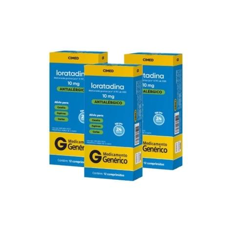 Kit 3 Unidades Loratadina 10mg 12 Comprimidos Cimed Genérico - Imagem 1