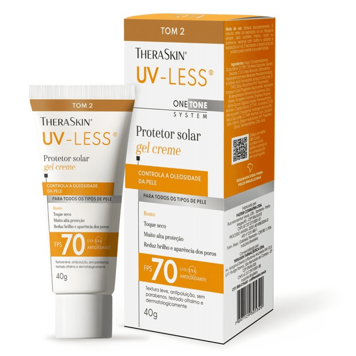 Protetor Solar Facial Theraskin Uv-Less Fps 70 Tom 2 40g - Imagem 1