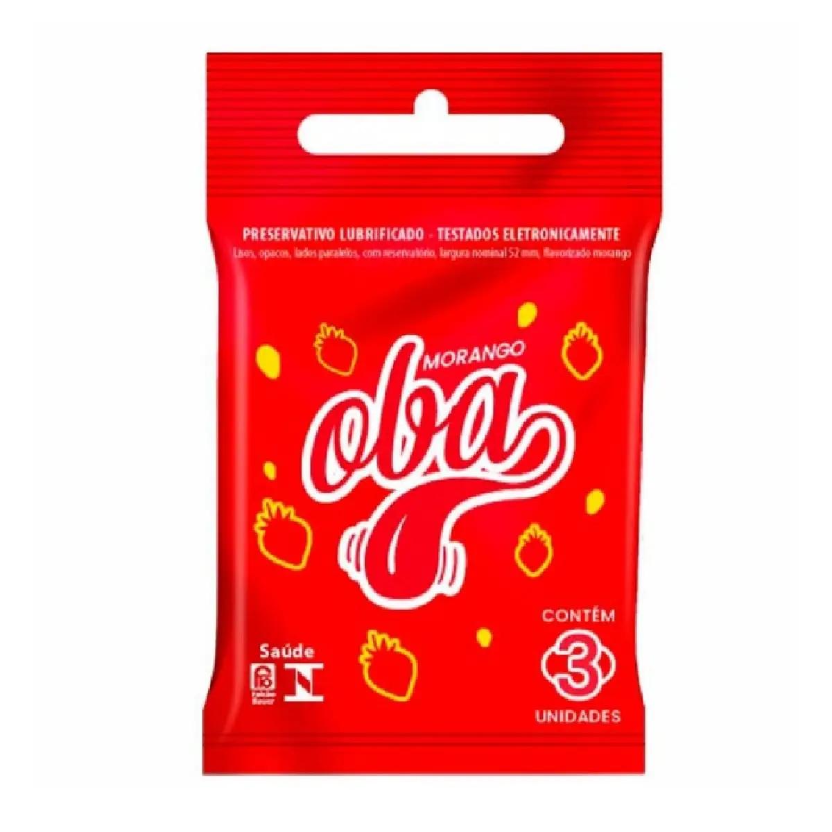 Preservativo Oba Sabor Morango 3 Unidades - Imagem 1