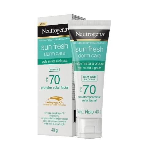 Protetor Solar Facial Neutrogena Sun Fresh Derm Care FPS70 Pele Mista a Oleosa Incolor 40g - Imagem 1