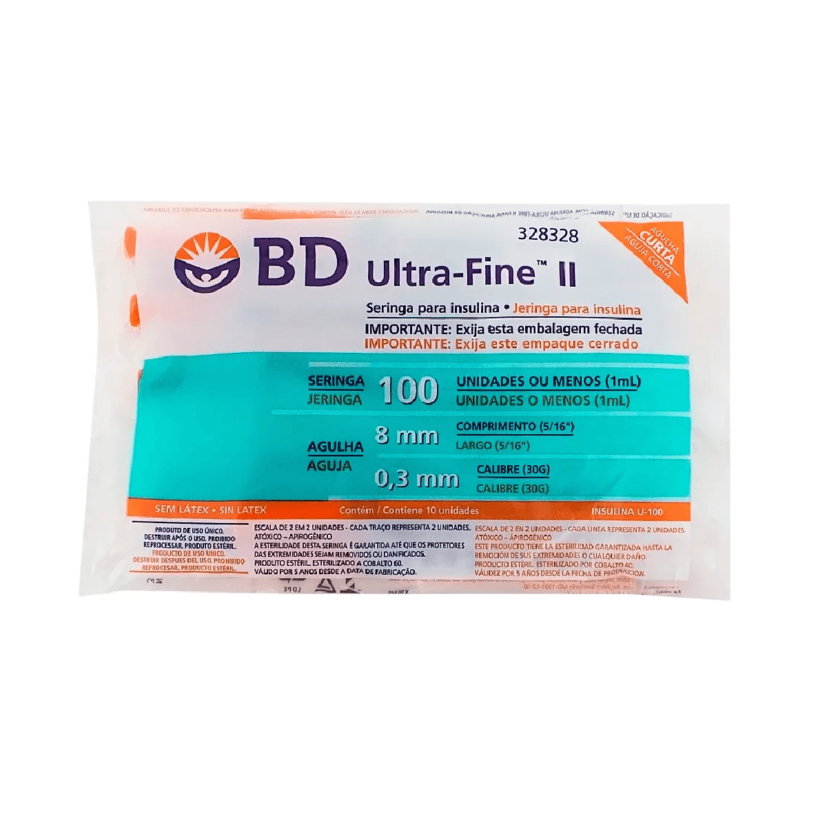 Seringa para Insulina Ultra-fine 8mm 100UI - Imagem 1