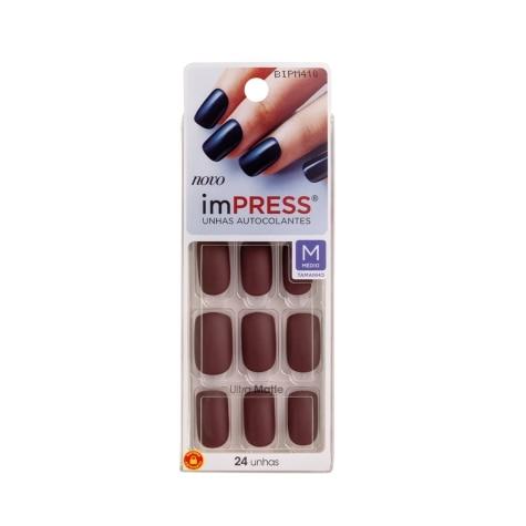 Unhas Postiças Autocolantes Impress Cor Deep Média 30 Unidades - Imagem 1